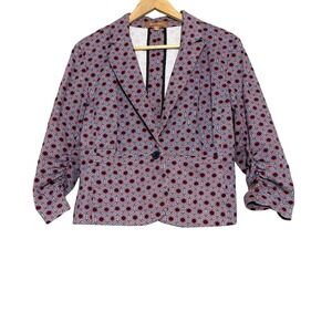 Ellen Tracy Jacket Women Medium Cotton Box Jacket Pink Blue Career Office